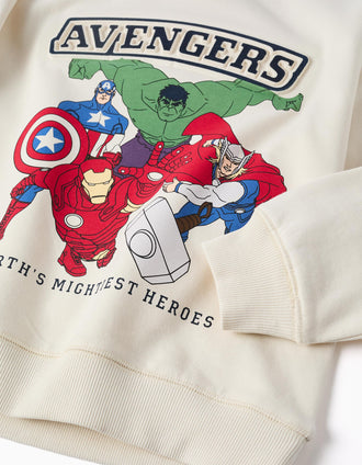 Sudadera perchada con estampados de Los Vengadores para niño, blanco