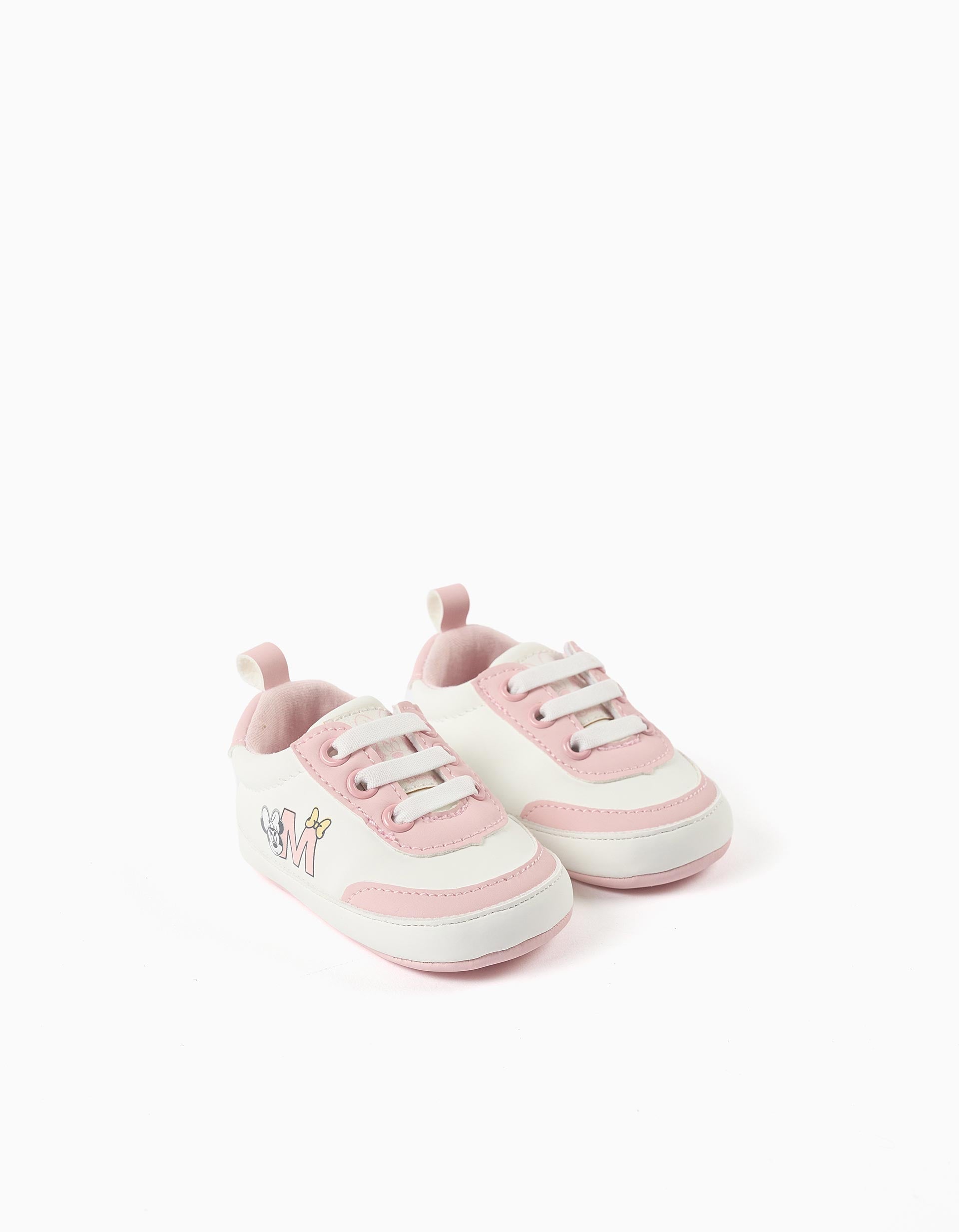 Baskets pré-marche avec imprimé Minnie pour nouveau-née, rose/blanc