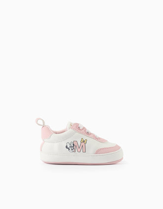 Baskets pré-marche avec imprimé Minnie pour nouveau-née, rose/blanc