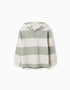 Sweat de algodão com capuz e riscas para menino, bege-claro/verde