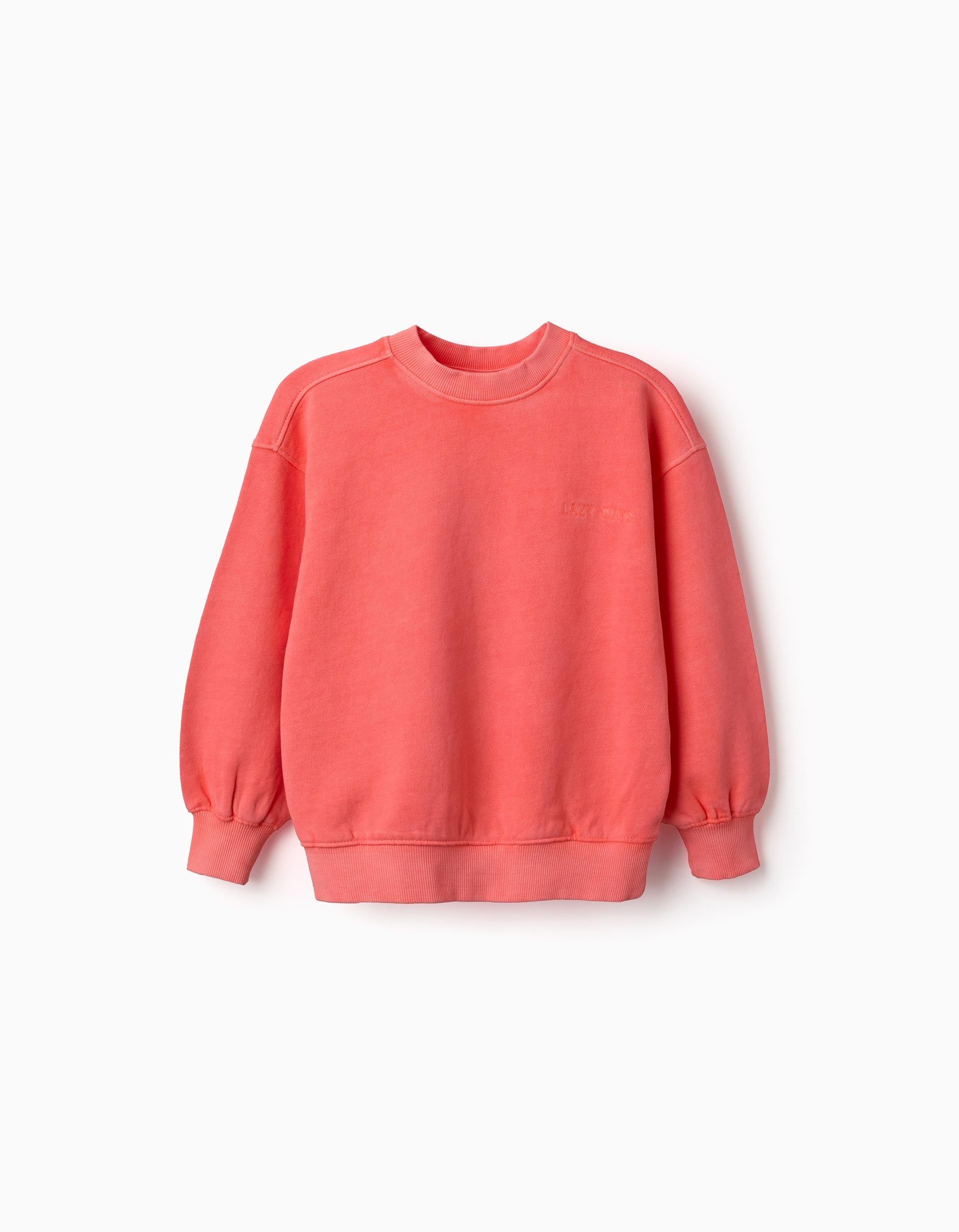 Sudadera de algodón con hombros caídos para niña, coral neón