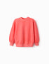 Sudadera de algodón con hombros caídos para niña, coral neón