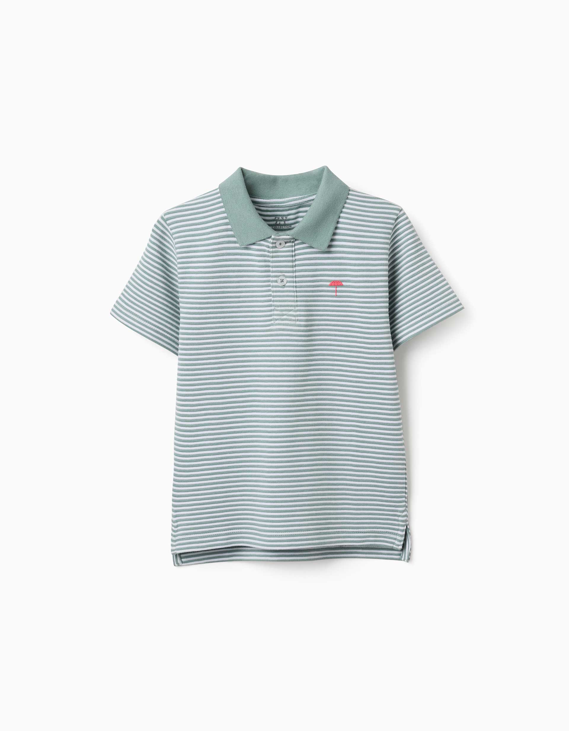 Polo en coton à rayures et imprimé pour garçon, vert clair/blanc