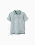 Polo en coton à rayures et imprimé pour garçon, vert clair/blanc