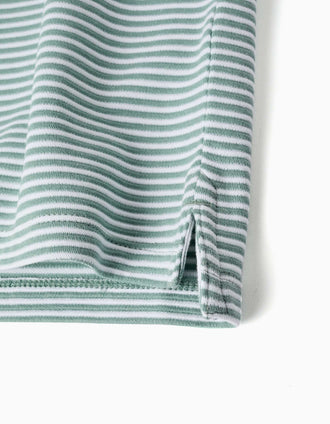 Polo en coton à rayures et imprimé pour garçon, vert clair/blanc