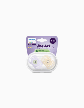 Pack 2 Sucettes Ultra Start Deco Philips Avent pour Fille, 0-2 M