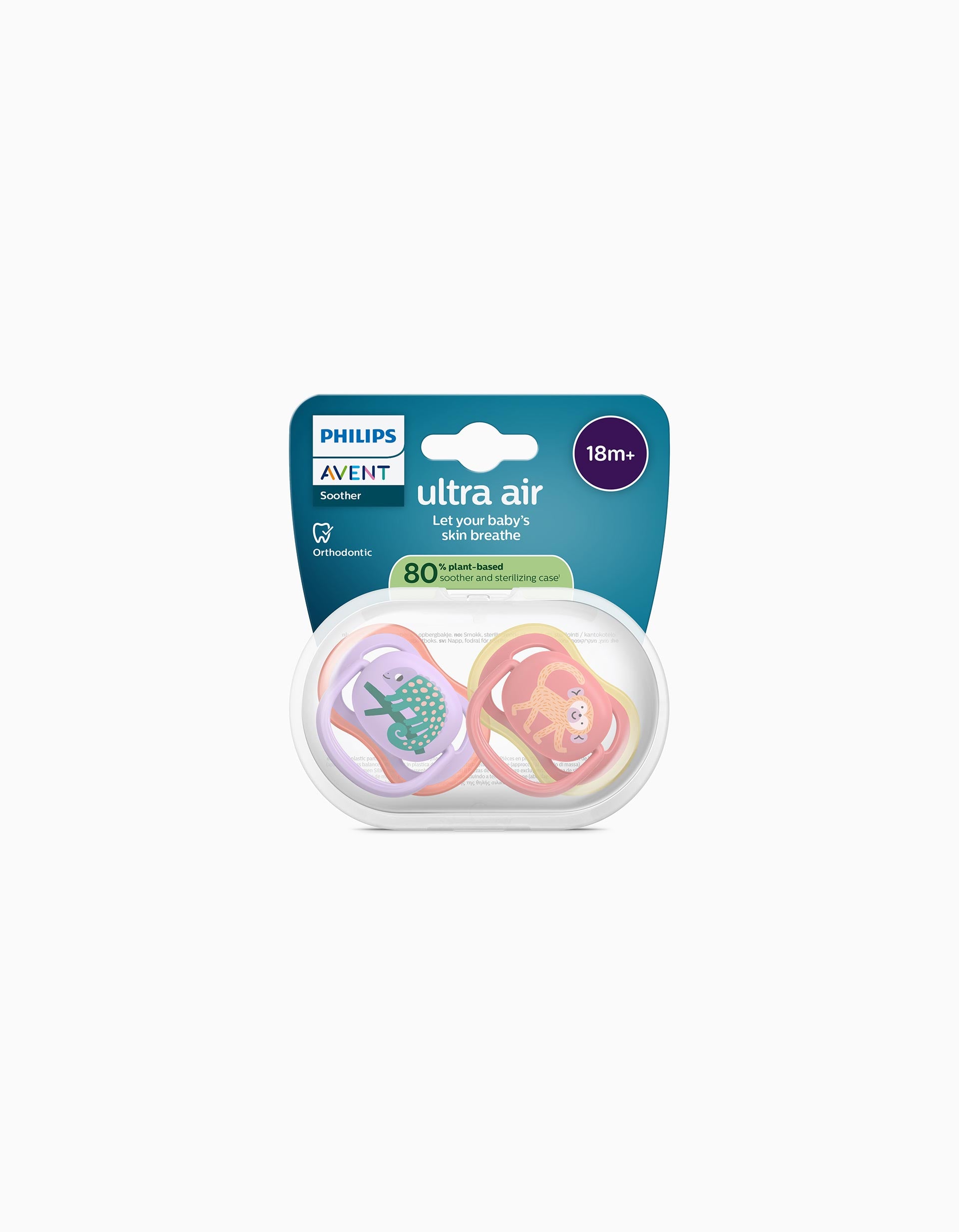 Pack of 2 Philips Avent Ultra Air Deco Soothers for Girls, 18M+