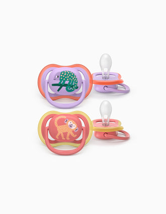 Pack of 2 Philips Avent Ultra Air Deco Soothers for Girls, 18M+
