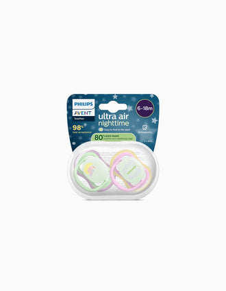 Pack 2 Sucettes Ultra Air Night Philips Avent pour Fille, 6-18 M
