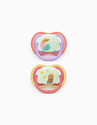 Pack of 2 Philips Avent Ultra Air Night Soothers for Girls, 18M+
