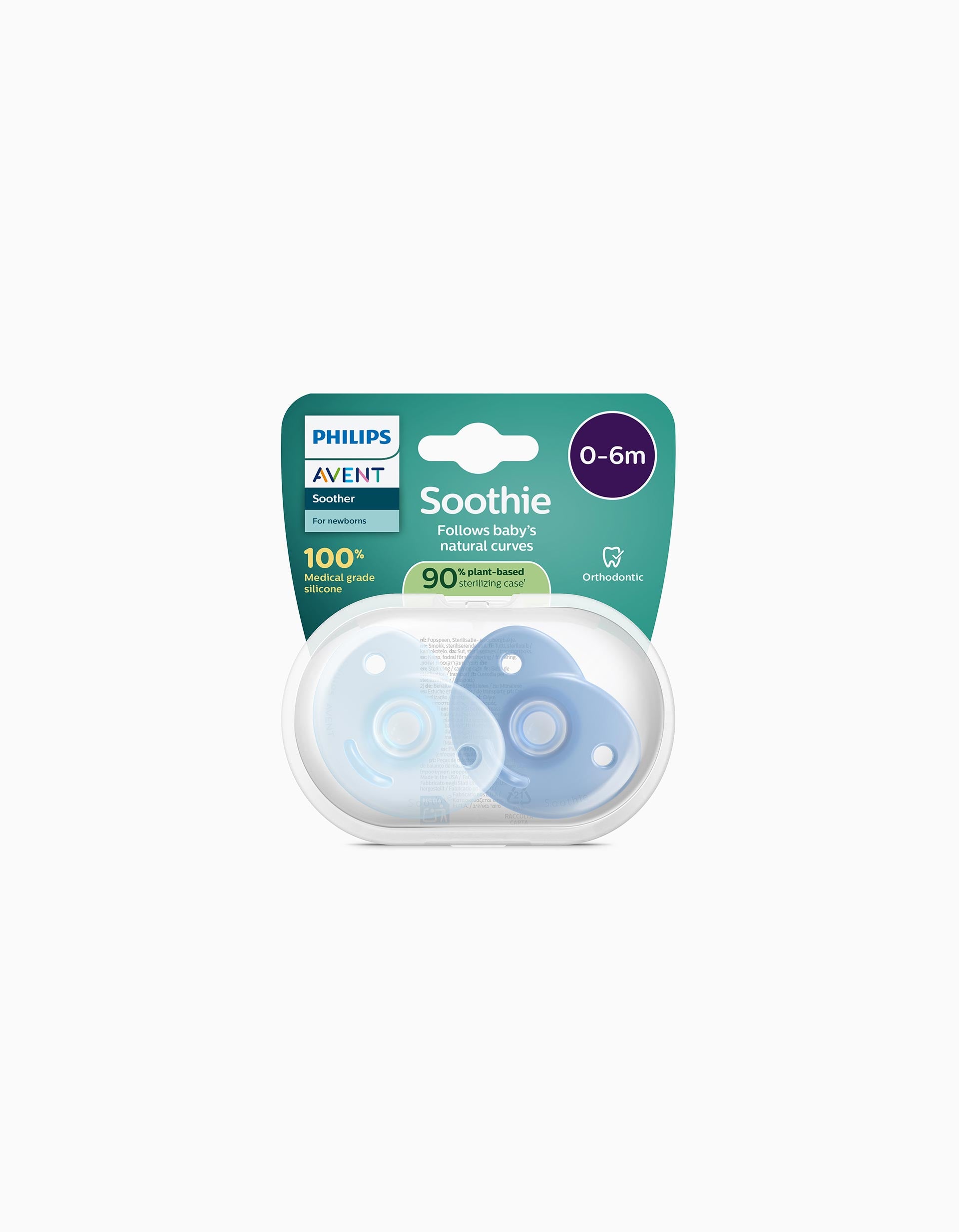Pack of 2 Soothie Philips Avent Soothers for Boys, 0-6M
