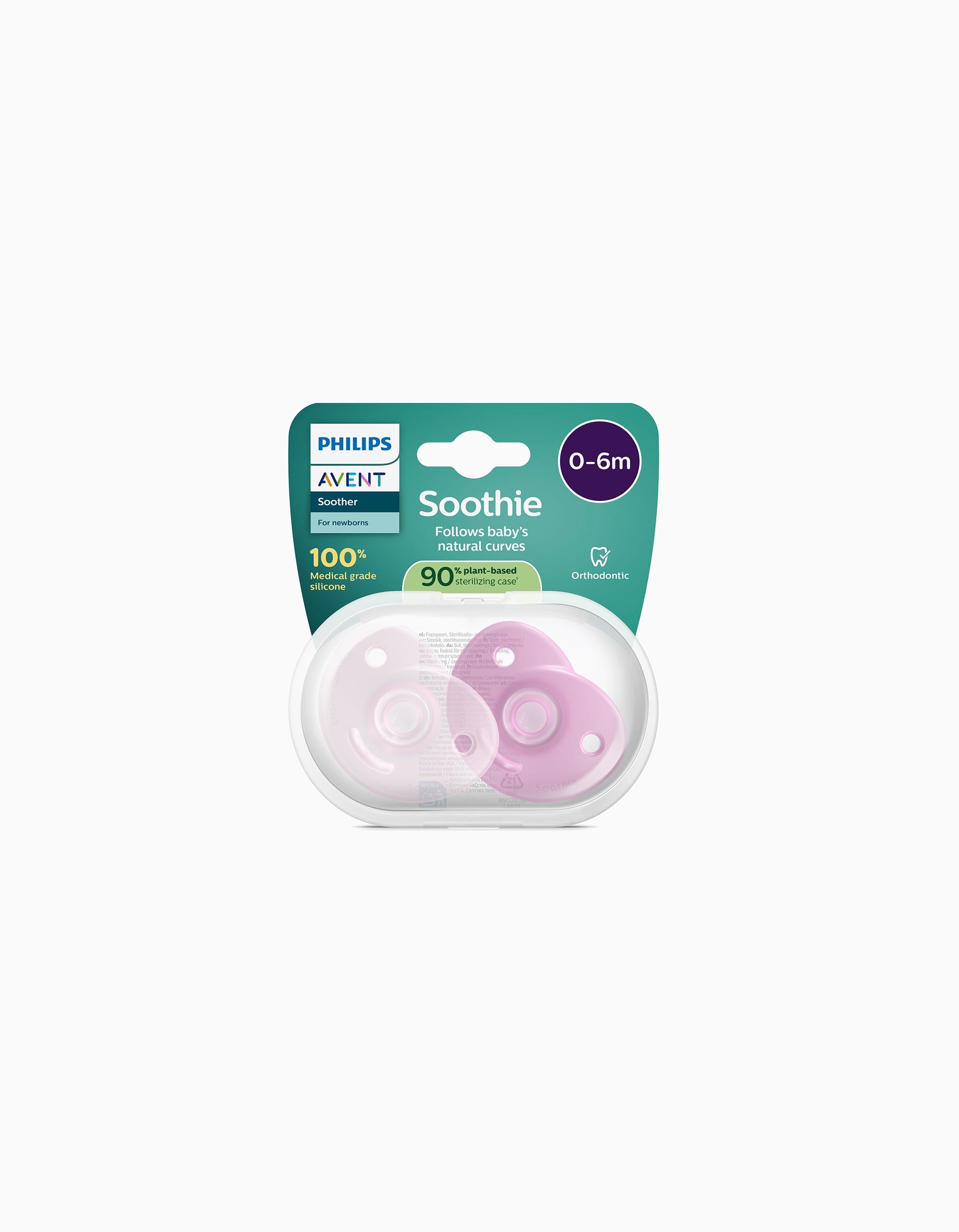 Pack of 2 Soothie Philips Avent Soothers for Girls, 0-6M