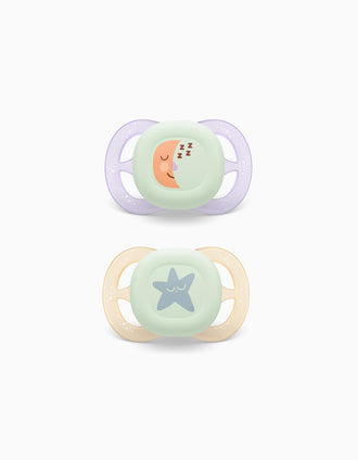 Pack 2 Sucettes Ultra Start Night Philips Avent pour Fille, 0-2M