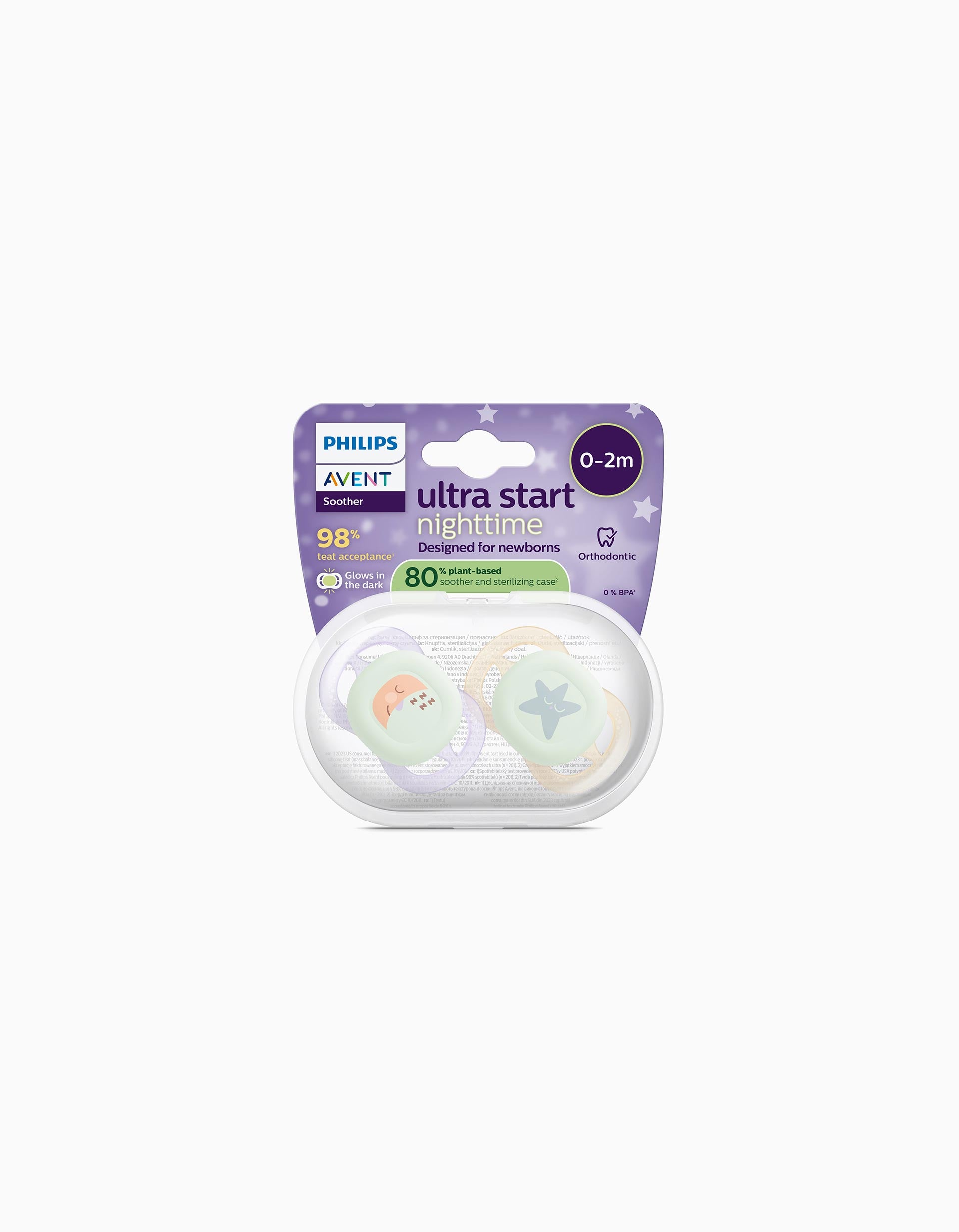 Pack 2 Chupetas Ultra Start Night Philips Avent para Menina, 0-2M