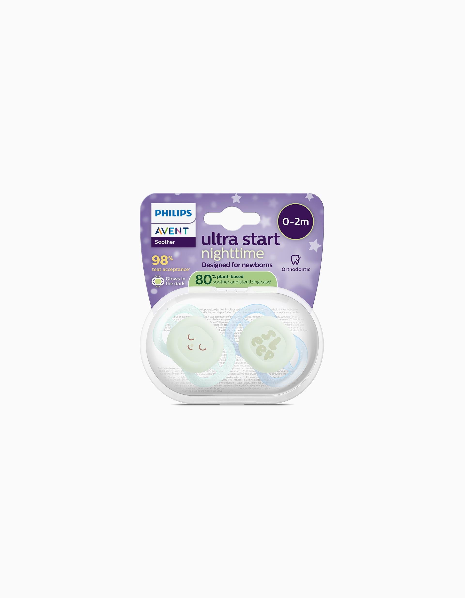 Pack 2 Chupetas Ultra Start Night Philips Avent para Menino, 0-2M