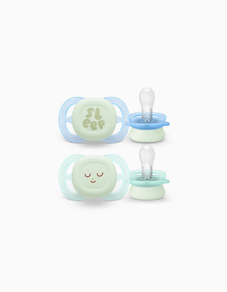 Pack 2 Sucettes Ultra Start Night Philips Avent pour Garçon, 0-2 M