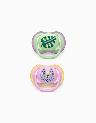Pack of 2 Philips Avent Ultra Air Deco Soothers for Girls, 6-18M
