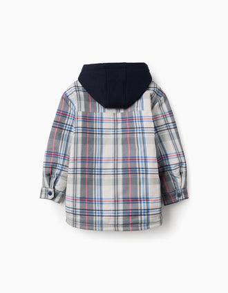 Sobrecamisa a cuadros con capucha y forro de sherpa para niño, multicolor