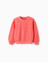 Sweat de algodão com ombros descaídos para bebé menina, coral-néon