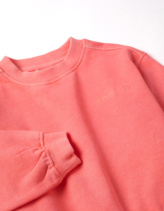 Sweat en coton avec épaules tombantes pour bébé fille, corail néon