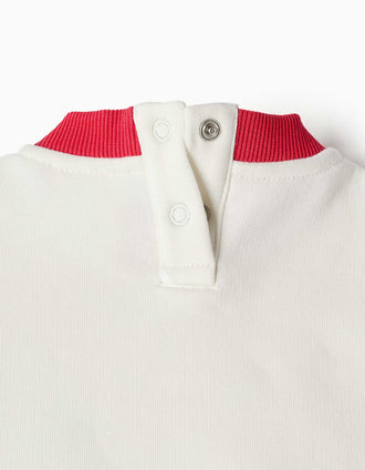Brushed sweatshirt with chest print for baby boys, white/blue/red