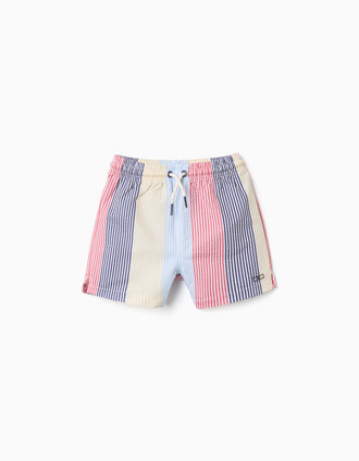 Striped swim shorts with drawstring You&Me for baby boys, red/blue/yellow