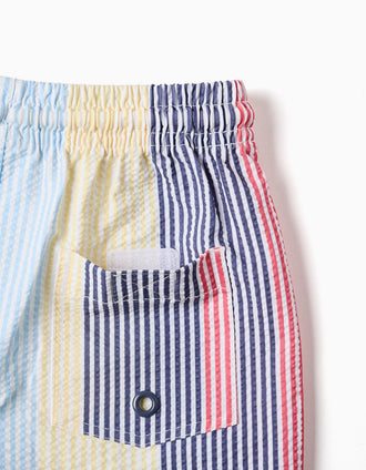 Striped swim shorts with drawstring You&Me for baby boys, red/blue/yellow