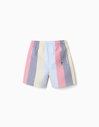 Striped swim shorts with drawstring You&Me for boys, red/blue/yellow