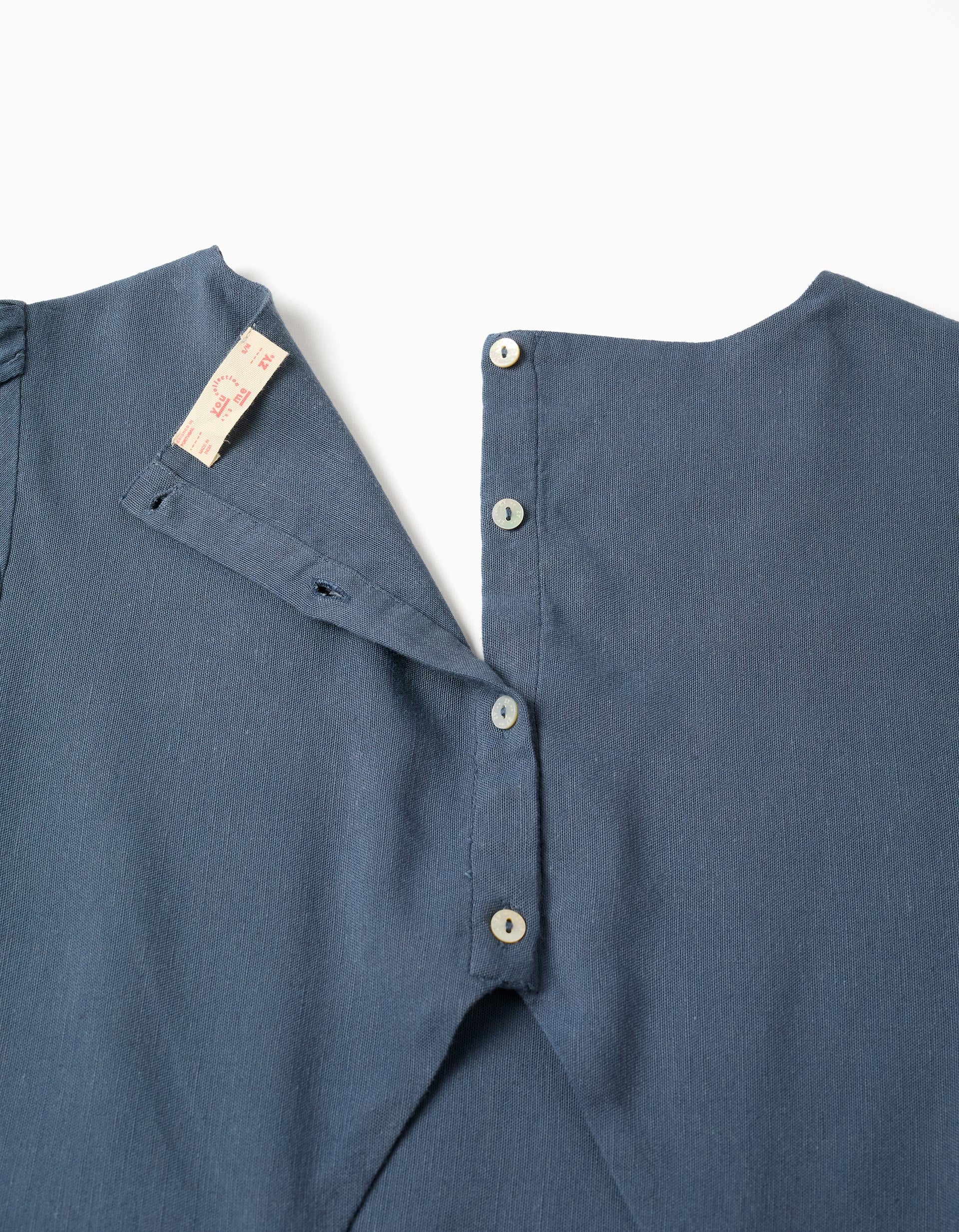 Vestido com mangas balão e recorte You&Me para mulher, azul