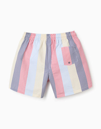 Striped swim shorts with drawstring You&Me for men, red/blue/yellow