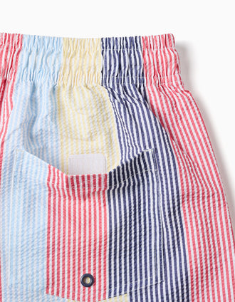 Striped swim shorts with drawstring You&Me for men, red/blue/yellow