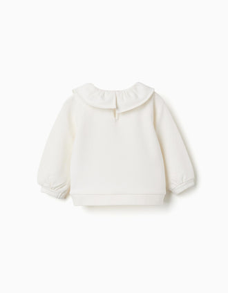 Sweat en coton peigné avec imprimé maison pour nouveau-née, blanc