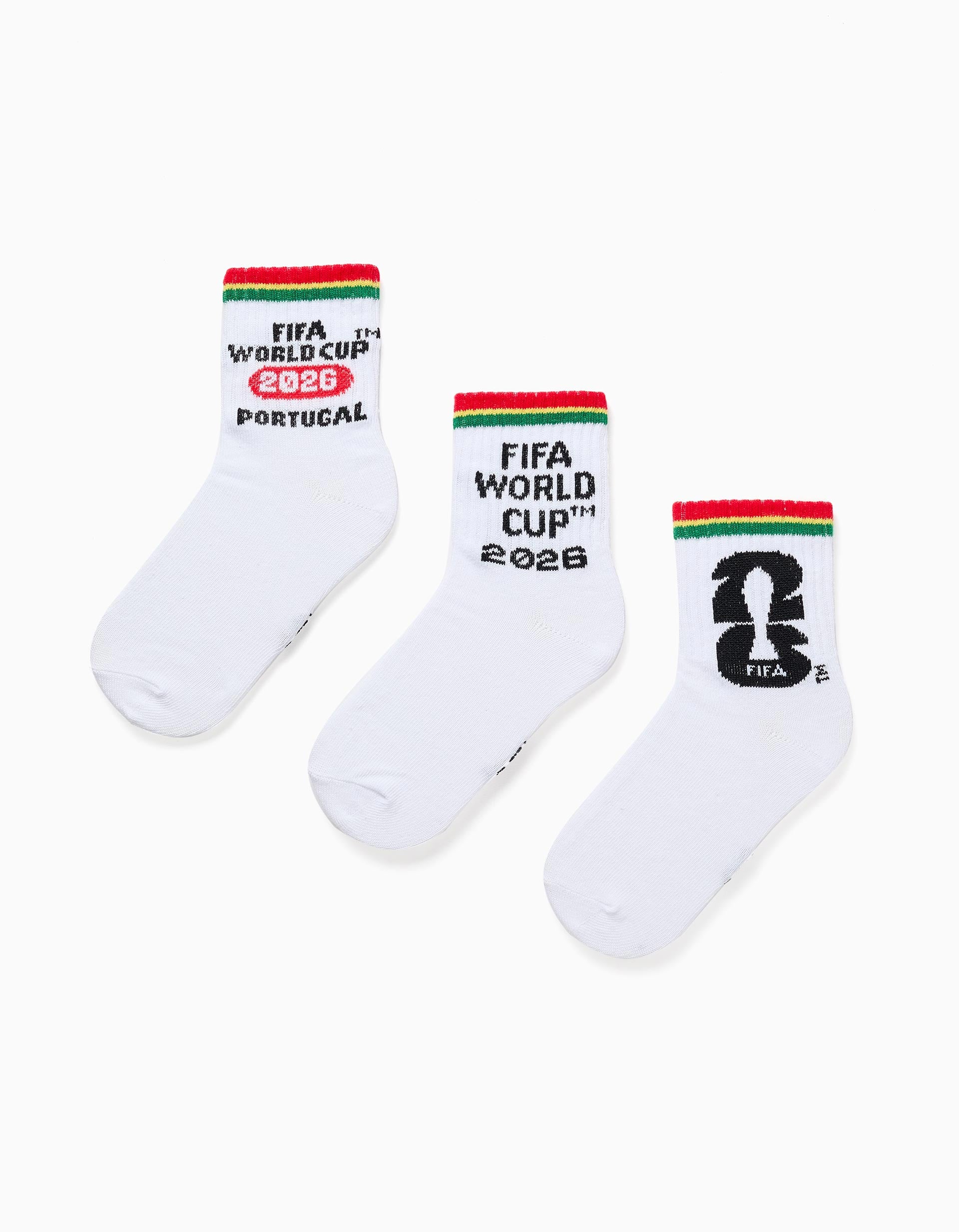 Pack of 3 pairs of FIFA World Cup 2026 socks for children, white