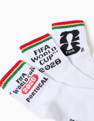 Lot de 3 paires de chaussettes Coupe du Monde de la FIFA 2026 pour enfant, blanc