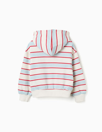 Sweat cardada às riscas com capuz Stitch para menina, multicolor