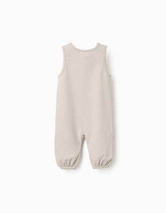 Conjunto de body e macacão de algodão para recém-nascidos, branco/bege