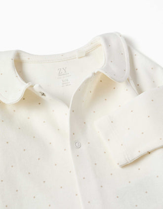 Conjunto de body e macacão de algodão para recém-nascidos, branco/bege