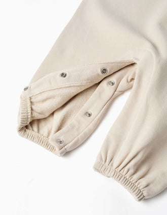Conjunto de body e macacão de algodão para recém-nascidos, branco/bege