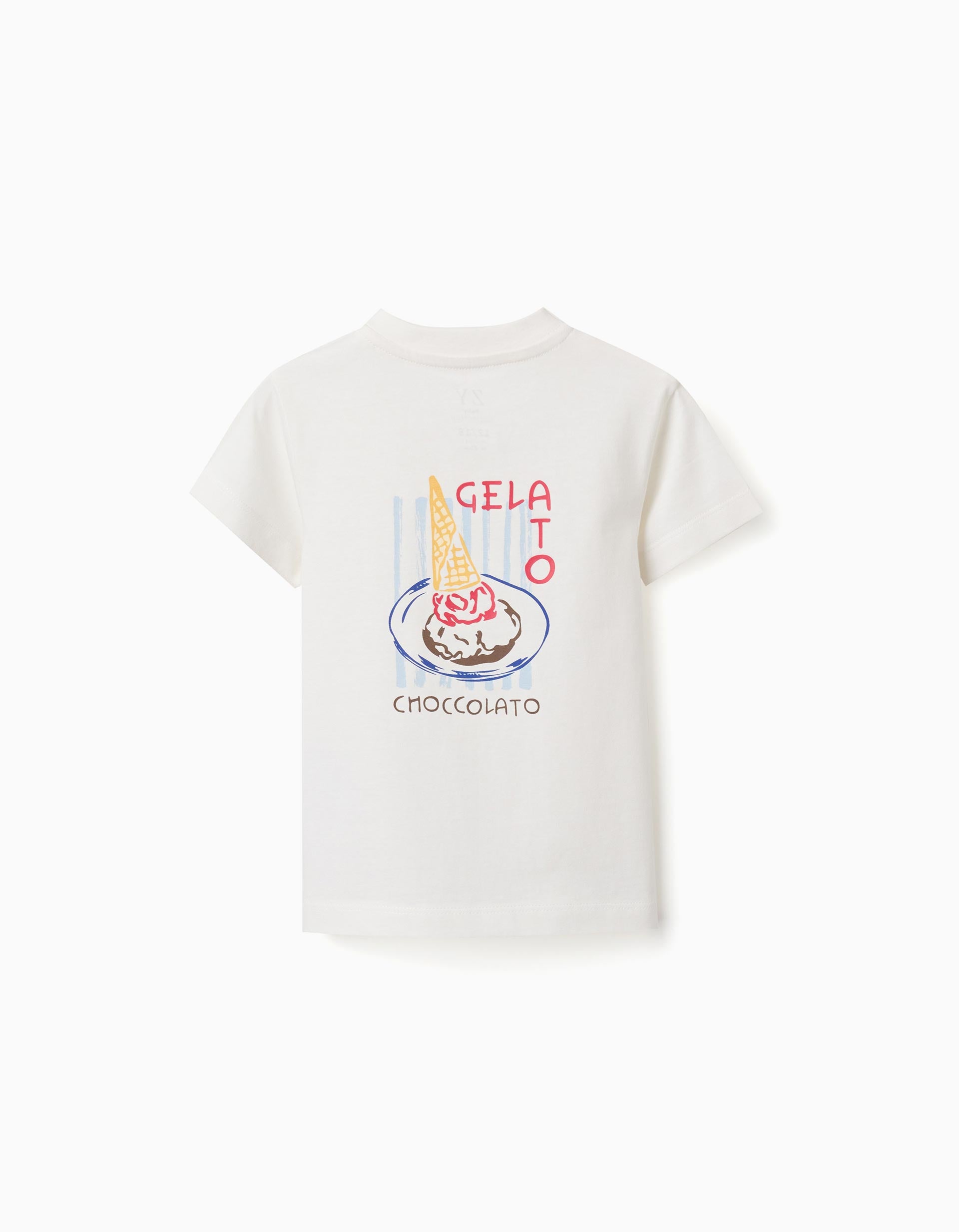 T-shirt de algodão com estampado Gelato You&Me para bebé menino, branco