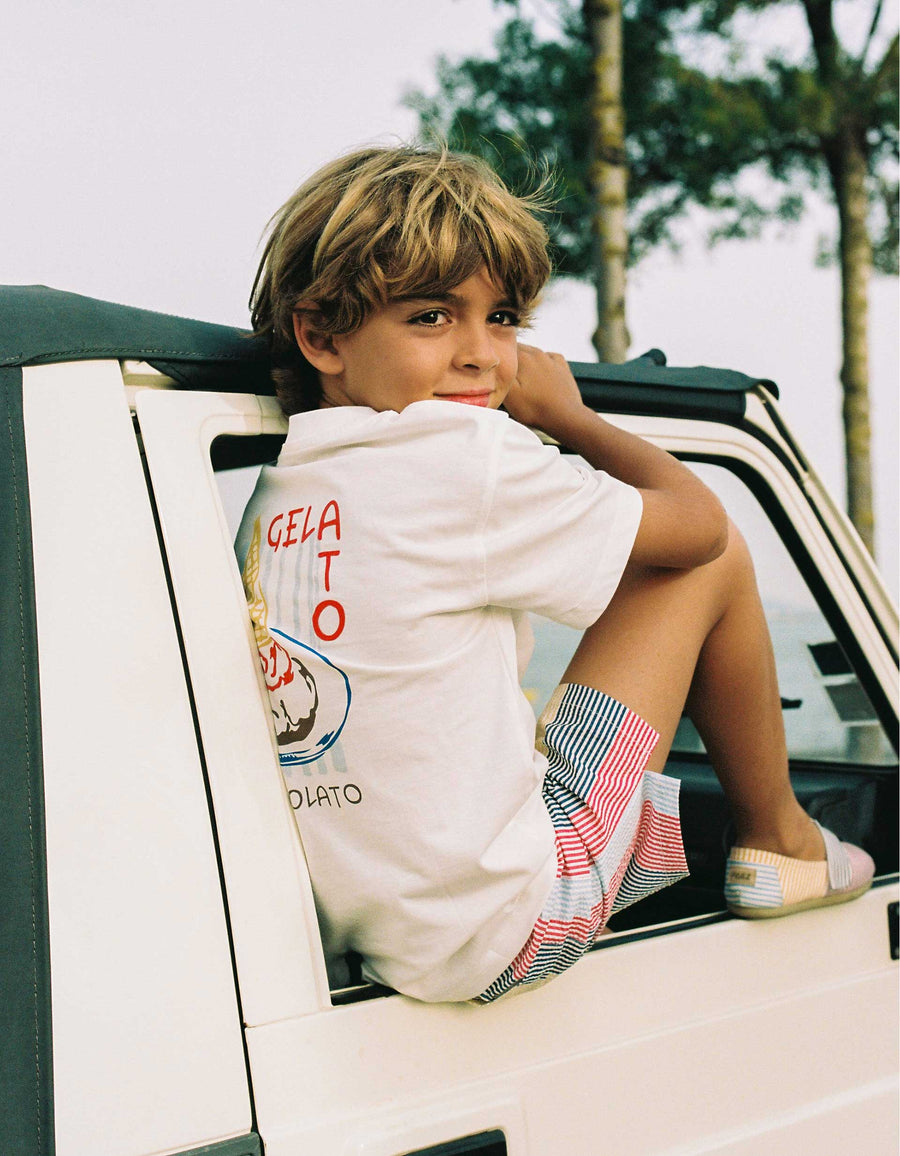 Cotton T-shirt with Gelato print You&Me for boys, white