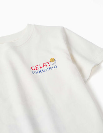 T-shirt de algodão com estampado Gelato You&Me para menino, branco