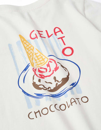 T-shirt de algodão com estampado Gelato You&Me para menino, branco