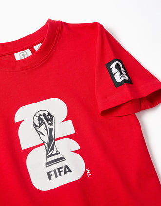 T-shirt de algodão Portugal FIFA World Cup 2026 para criança, vermelho