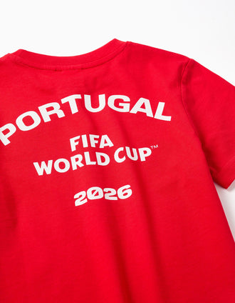 T-shirt de algodão Portugal FIFA World Cup 2026 para criança, vermelho