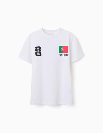 T-shirt de algodão Portugal FIFA World Cup 2026 para criança, branco