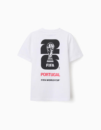T-shirt de algodão Portugal FIFA World Cup 2026 para criança, branco