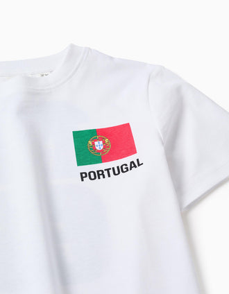 T-shirt de algodão Portugal FIFA World Cup 2026 para criança, branco