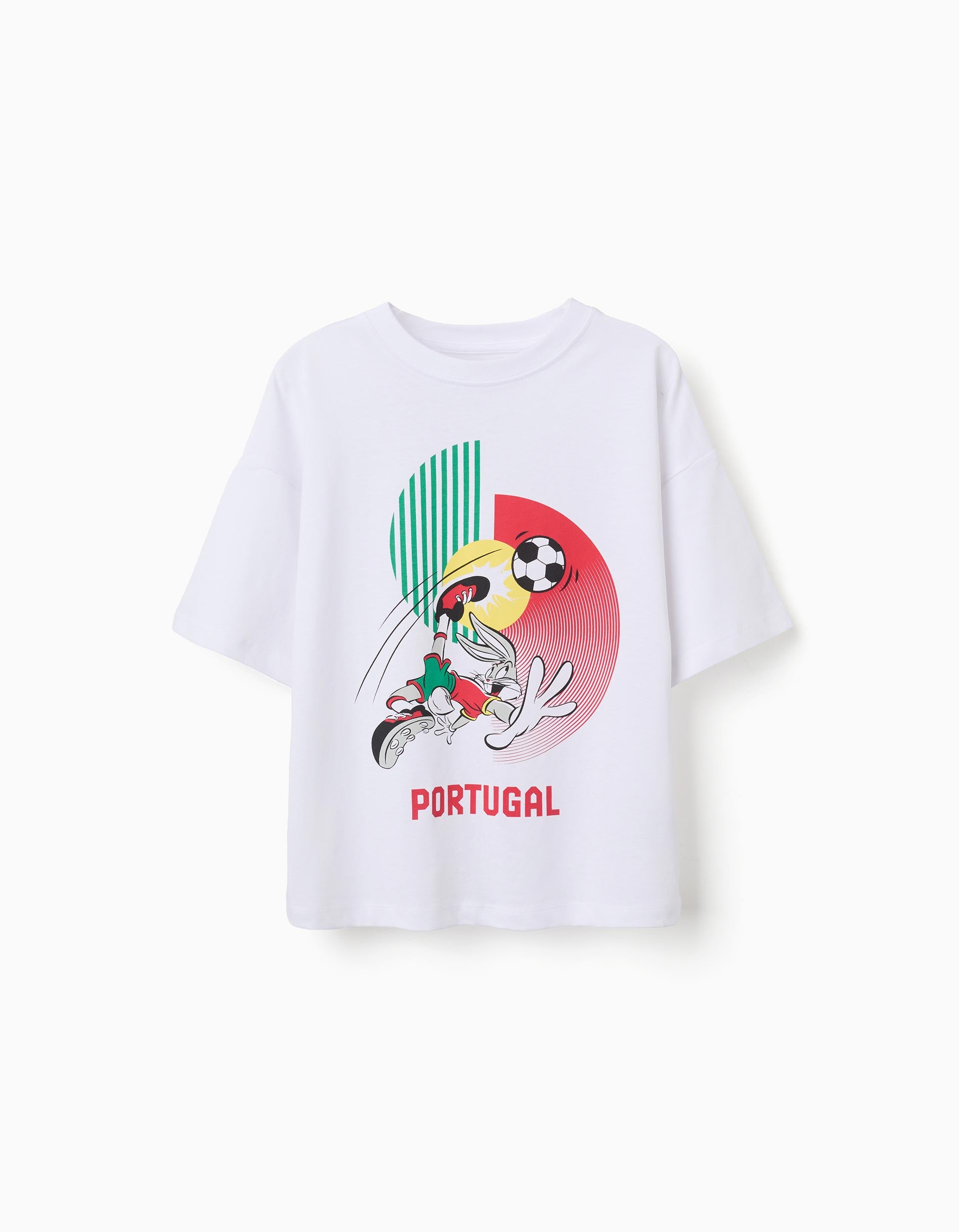 Cotton T-shirt with Bugs Bunny print for children, white