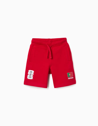 Calções de algodão Portugal FIFA World Cup 2026 para criança, vermelho