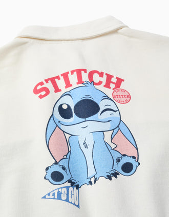 Sweat de algodão com estampados Stitch para menina, branco/azul/rosa